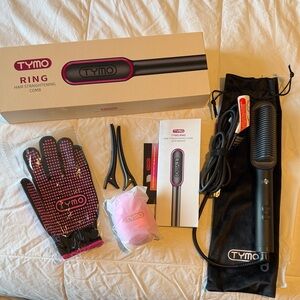 TYMO Black Ring Hair Straightening Comb with Accessories